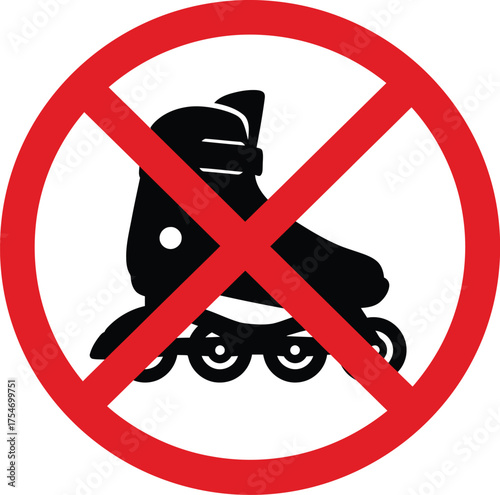 No rollerblading prohibition sign vector graphic for download