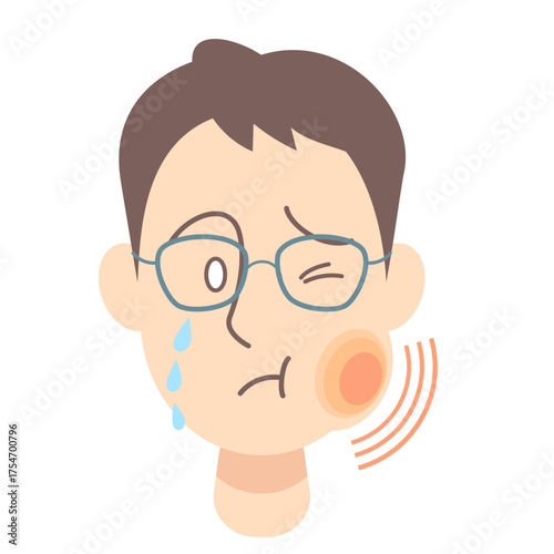歯痛で泣く男性