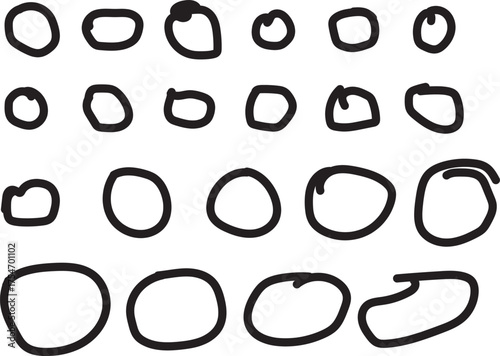 Hand drawn red crayon ovals and circles set. Ellipses in red pencil doodle style. Round freehand shapes, emphasis highlights. Red round rough thin frames. Best Design
