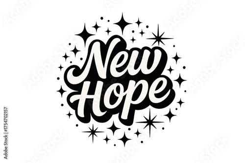 New Hope Lettering. “New Hope”. modern hand lettering, smooth curves, balanced composition, clear readable
