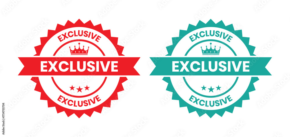 Obraz premium Exclusive badge circle logo template. Suitable for business, promotion, information and product label. Exclusive logo, label, sign, badge, symbol, banner, line, flat vector, isolated illustration.