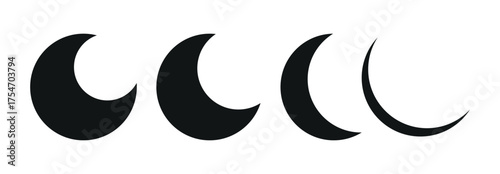moon shapes. different types of moon. Moon cookie shape. Vector cookie cutter design. Moon black illustration, icon. Die cut, laser cutting. Shape for cutting.