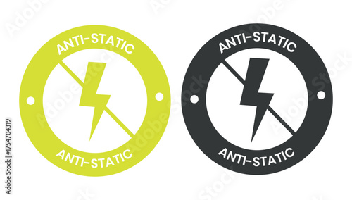 Anti static badge logo design. Suitable for safety from electricity, remove surface charge and information. Anti static logo, label, sign, badge, symbol, banner, flat vector, isolated illustration.