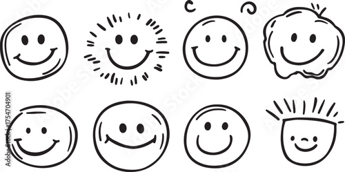 Happy Easter eggs with a set of funny cartoon faces, perfect illustration vector icons for children