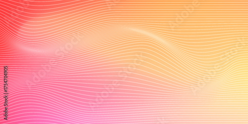 Bright and smooth gradient background blending pink, orange, and yellow hues. Modern line wave