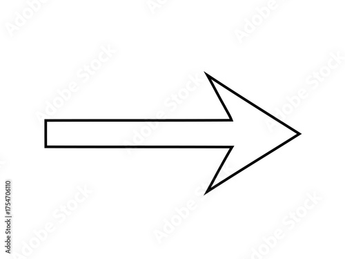 Simple Black Arrow Pointing Right Isolated on White Background