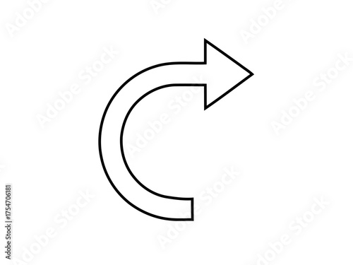 Outline Arrow Circular Movement Suggesting Process Direction or a Cycle