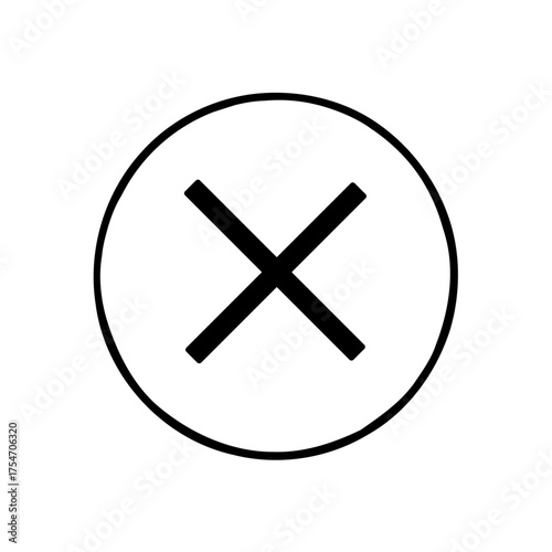 Circle containing crisscross lines inside for a closed or cancel icon design on white background