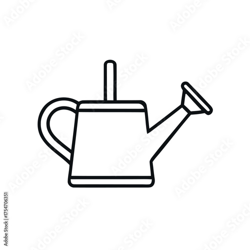 Watering can outlined icon for garden care and agricultural needs depicted on a white background