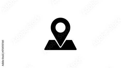 Minimalist solid-style location pin on square map solid icon animation with smooth motion and seamless loop.