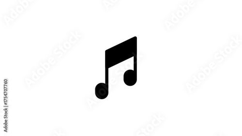 Minimalist solid-style music note solid icon animation with smooth motion and seamless loop.