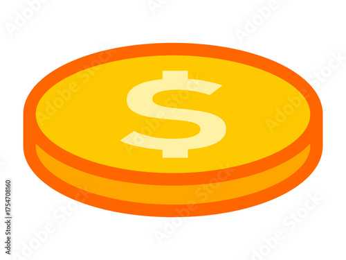 Flat design stack of golden coins with dollar sign symbol-icon. Clipart image isolated on background.