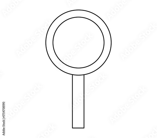 Minimalist line drawing of magnifying glass. Clipart image isolated on background.