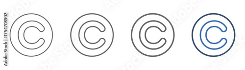 
outline icon sheet copyright with circle design and letter c in the middle