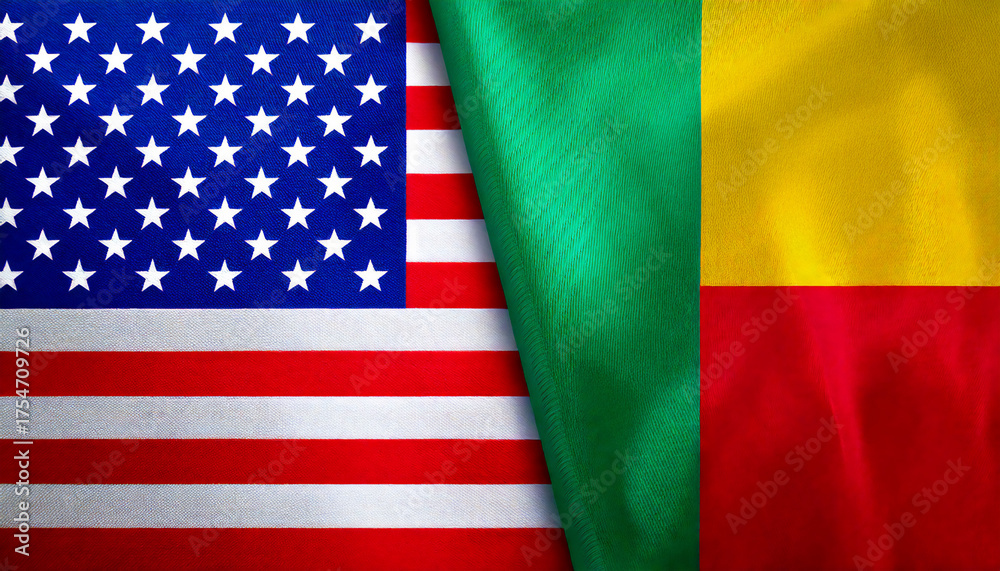 Fototapeta premium アメリカの国旗とベナンの国旗(USA Flag & Benin flag.) 