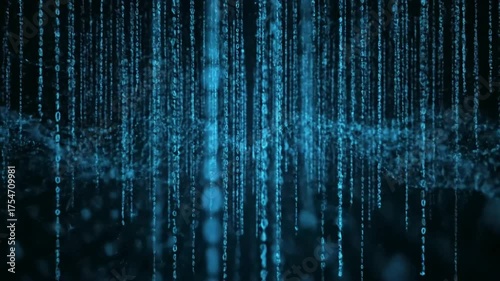 Wallpaper Mural Backgrounds strings of 0 and 1 fall from top to bottom in data matrix created cyberspace with blue glow flow digital a datacenter idea communications network binary code security privacy scene Torontodigital.ca