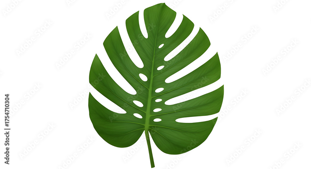 Detailed isolated green tropical Monstera leaf vector element for jungle themed design projects. isolated PNG with Transparent Background