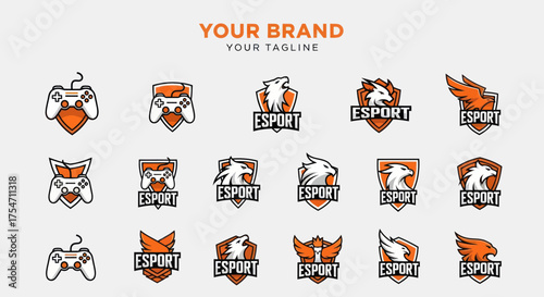 Collection of Esports Logos Featuring Gaming Controllers and Animal Mascots.