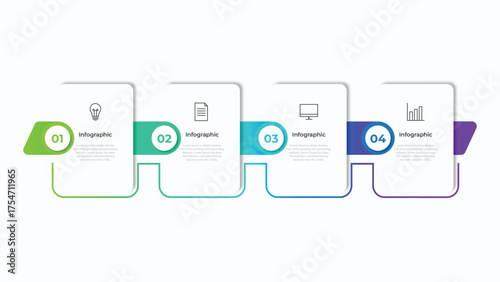 Timeline infographic template design. 4 options or steps business infographics design. Can be used for process diagram, presentations, workflow layout, flow chart, steps, banner.