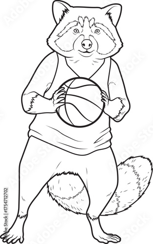 Raccoon Basketball player Basketball Sports Animal Vector Graphic Art Illustration