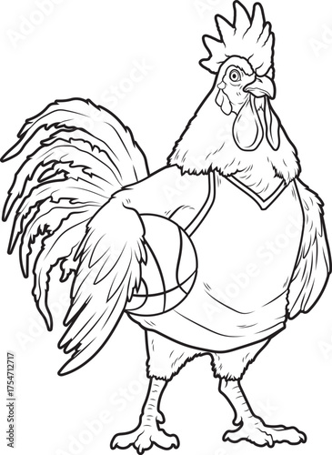 Rooster Basketball player Basketball Sports Animal Vector Graphic Art Illustration