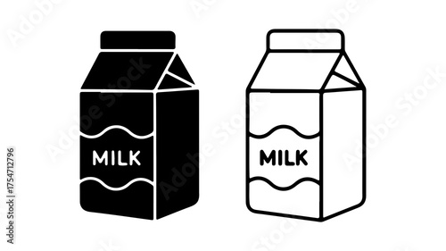 Milk carton icons with transparent background