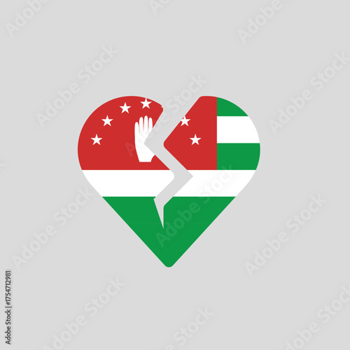Broken Heart Shape Featuring Abkhazia Flag Pattern