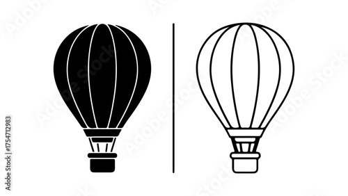 Hot air balloon icon with transparent background