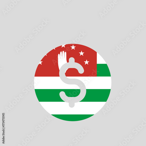 Dollar Currency Icon Over Abkhazia Flag Texture