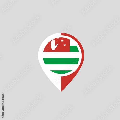 Map Outline Filled with Abkhazia Flag Texture