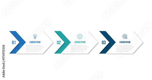 3 process infographic arrows design template. Planning, Marketing and Business presentation. Vector illustration.