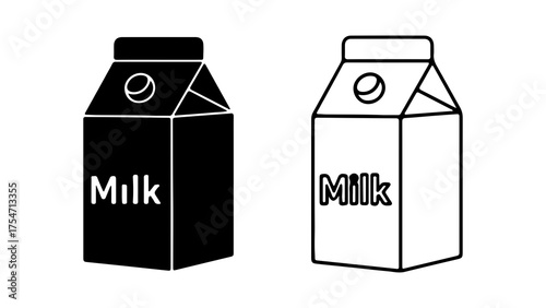 Milk carton icons with transparent background