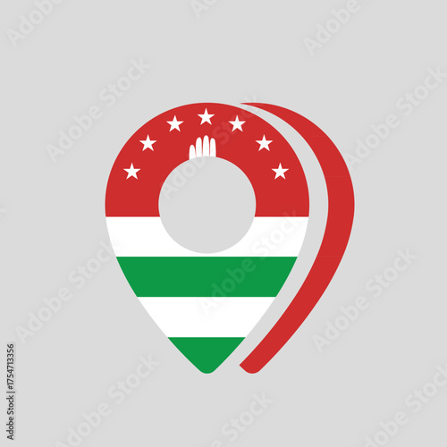 Map Pointer Styled in Abkhazia Flag Theme