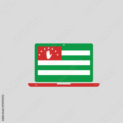 Laptop Screen with Abkhazia Country Flag Graphic