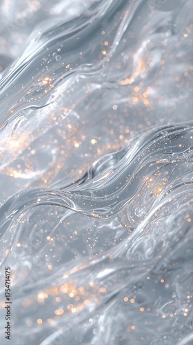 The background of the glass waves sparkles like sound vibrations.