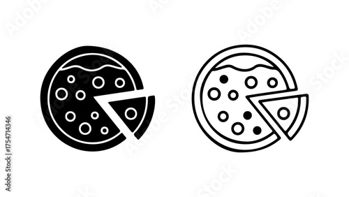 Pizza slice icons with outline and solid fill
