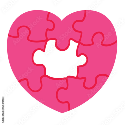 Heart Shaped Puzzle with Missing Piece – Love and Connection Concept Illustration