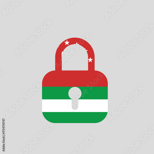Security Lock Icon in Abkhazia Flag Pattern