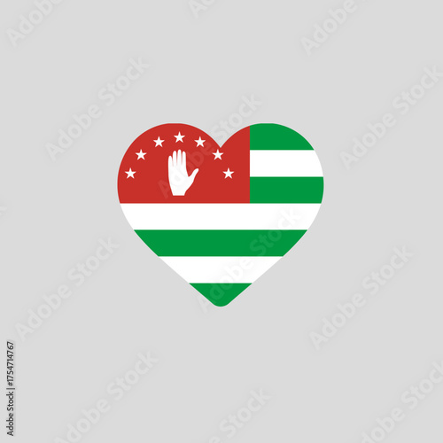 Red Heart Symbol Printed with Abkhazia Flag