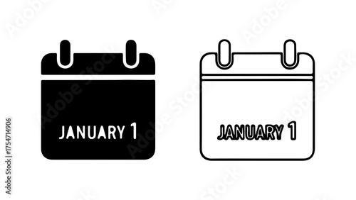 January first calendar with transparent background
