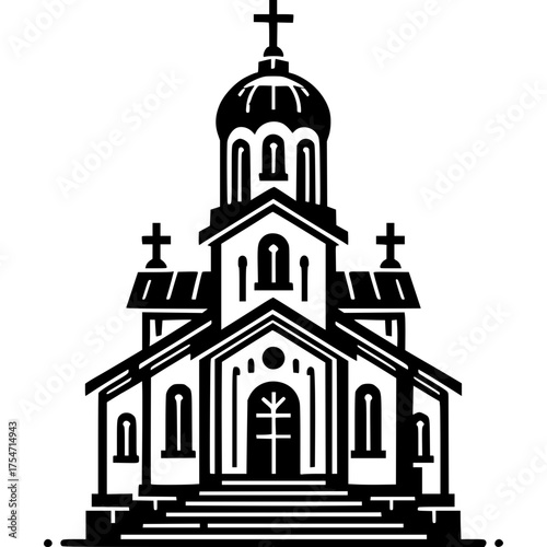 Sacred Architecture: A striking black and white silhouette captures the timeless elegance of a cathedral, embodying faith and history.