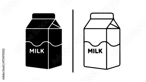 Milk carton icons with transparent background