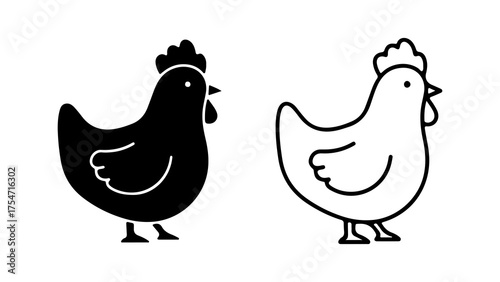 Chicken icon set with transparent background