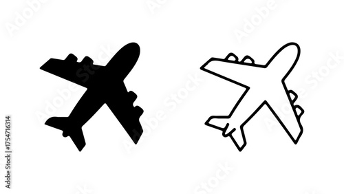 Airplane outline and silhouette with transparent background