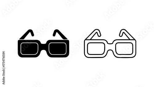 Eyeglasses outline and solid with transparent background