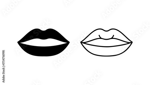 Lips outline and solid shape with transparent background