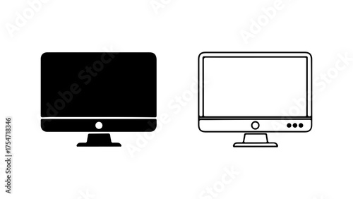 Computer monitors with outline and solid fill with transparent background