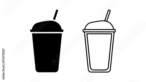 Drink cups with straws with transparent background