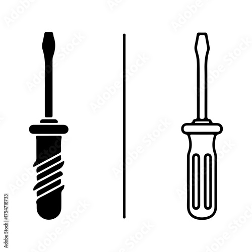 Screwdrivers and metal rod with transparent background