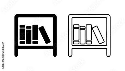 Bookshelf with books outline and solid styles